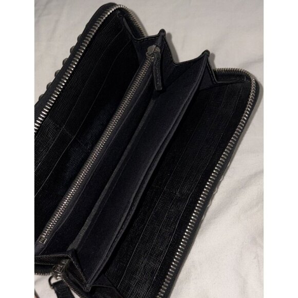 Fendi Karlito Long Studded Black Saffiano Zip Wallet In Original Box. Authentic - Picture 11 of 16